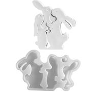 Veasbuu Moule en silicone pour lapin - Moule familial en résine époxy - Formes en silicone pour Pâques - Pour travaux manuels et art, décoration de la maison au printemps et aux fêtes, plâtre, ciment