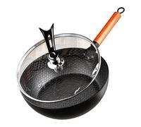 Veasbuu Non-Stick Skillets, Cast Iron Pan with Lid, 6 cm Handmade Hammered Cooking Skillet, Versatile Kitchen Cookware for Dining, Breakfast, Outdoor Camping and Apartment