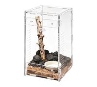 Veasbuu Petite cage d'araignées en acrylique pour reptiles | Cage anti-fuite pour grenouilles - Convient pour tarentule, grenouille, scorpion, araignée, Mantis Gecko maison, voyage, salon ou bureau