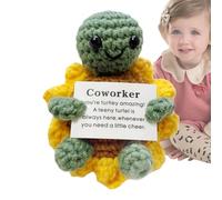 Veasbuu Positive Crochet Turtle, Soft Plush Motivational Animal Toy, 3.94 inches Handmade Support Gift for Boys, Friends, Birthday, Graduation, Nurses, Teachers, and Encouragement Keepsake