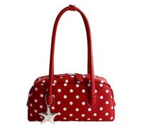 Veasbuu Sac de bowler à pois - Look rétro mignon avec et fermeture éclair - Sac à bandoulière design pour femme - Pour les loisirs, le travail, les voyages, les vacances, rouge, Siehe