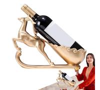 Veasbuu Support pour bouteilles de vin de renne - Figurine tirant des cerfs en résine pour affichage élégant, support à vin plan de travail vintage avec détails artistiques, étagère décorative