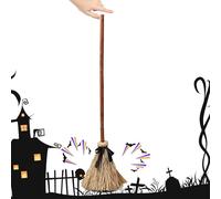 Veasbuu Witch Broom, Floating Broom with Light and Motion Sensor, 9.84x43.31 inches Heavy Duty Spooky Sound Effect, Tall Halloween Decoration for Hallway, Yard, Parties Display, Patio, Garden