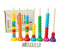 Veasbuu Wooden Bead Stacking Toy, Color Sorting Puzzle 5.51 inches, Cognitive Matching Game, Educational and Counting Toys, Fun Learning Tool, Ideal for Home Use, Ages 3 Up