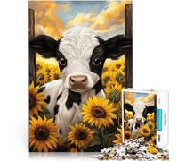 Veau dans Un Champ de tournesols Puzzles de 1000 pièces pour Adultes Jeu Pratique Collection d'artistes, Beaux-Arts 38x26cm
