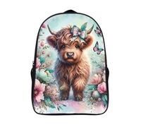 veau impression 3d sac à dos élégant sacs d'école 2 compartiment pour adolescent hautes terres 3d imprimé sac d'école-16,fille garçons pour les voyages les affaires