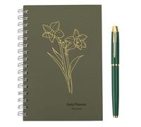 Vebermo Asten Planificateur journalier non daté A5 à spirale avec stylo, liste de choses à faire, planificateur horaire, planificateur de rendez-vous pour bureau, maison, école, fermeture élastique