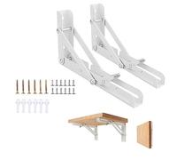 Vebetter 200mm Équerre Pliante, 2Pcs Blanc Support Console Pliable, Supports D' étagères Pliants Charge, Lourds Support Console Pliable,Equerre Etagere,Garage, Cuisine,Chambre,50KG/110lbs Porteur