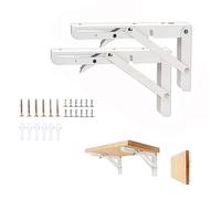 Vebetter 250mm Équerre Pliante, 2Pcs Blanc Support Console Pliable, Supports D' étagères Pliants Charge, Lourds Support Console Pliable,Equerre Etagere,Garage,Cuisine,Chambre,60KG/133lbs Porteur
