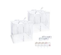 Vebetter 2pcs Boite a Gateau Transparente Boite Layer Cake Boite de Transport Gateau 24x 24cm Réutilisable Boîte à Gâteaux en Plastique avec Ruban pour Gateau et Présentoir à Dessert, 7 inch.