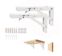 Vebetter 300mm Équerre Pliante, 2Pcs Blanc Support Console Pliable, Supports D' étagères Pliants Charge, Lourds Support Console Pliable,Equerre Etagere,Garage,Cuisine,Chambre,70KG/155lbs Porteur