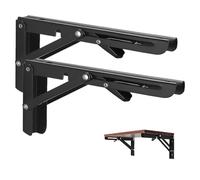 Vebetter 300mm Équerre Pliante, 2Pcs Noir Support Console Pliable, Supports D' étagères Pliants Charge, Lourds Support Console Pliable,Equerre Etagere, Pour Garage,Cuisine,Chambre,70KG/155lbs Porteur