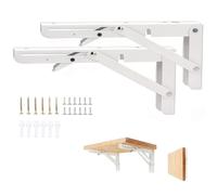 Vebetter 400mm Équerre Pliante, 2Pcs Blanc Support Console Pliable, Supports D' étagères Pliants Charge, Lourds Support Console Pliable,Equerre Etagere,Garage,Cuisine,Chambre,90KG/199lbs Porteur
