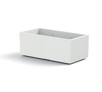 VECA AMDGarden Jardinière rectangulaire en plastique avec roulettes Blanc 80 cm, Pot de Fleurs Exterieur
