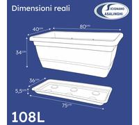Veca Fioriera Anthea Rectangulaire 80/100 cm Avec Soucoupe Anthracite/Blanc