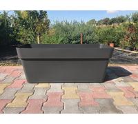 Veca Veneta Casalinghi Pot de fleurs rectangulaire en plastique solide 100 cm couleur anthracite modèle Cleo AMDGarden