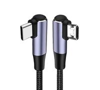VECASDEN Câble USB C vers micro USB à 90 degrés, micro USB vers Type-C pour synchronisation et chargement des données, design tissé, pour G-alaxy S7/S6, Kindle, P-ixel 3 XL/2 XL, PS4-1 m
