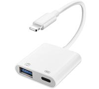 Vecbmn Adaptateur Lightning vers USB, Adaptateur USB Iphone avec Port de Charge Rapide, Caméra OTG Adaptateur pour Flash Drive, Lecteur de Cartes, Souris, Clavier - Plug and Play