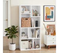 VECELO Bibliothèque Étagère de Rangement à 4 Niveaux en Bois, Meuble de Rangement à 7 Cubes, 50×24×107.2 cm, Meuble Autoportant pour Salon, Chambre, Bureau à Domicile, Blanc