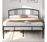 VECELO Cadre de Lit 140 x 190cm, Lit Double en Métal Pas Besoin de Sommier Assemblage Simple Grande Espace en Lattes, Noir