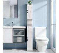 VECELO Meuble Colonne Salle de Bain 20 cm, Armoire de Rangement Étroite avec Tiroir et Étagères Réglables pour Meuble Salle de Bain Compact pour Petits Espaces, Cuisine, MDF, Blanc, 20x20x180cm