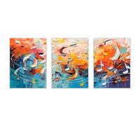 veces Affiches Musique Images, Note de musique de vol abstrait Impressions sur toile abstraites Peintures sur Abstrait Tableau Decoration Murale Salon Chambre - 50x70cmx3 Sans cadre