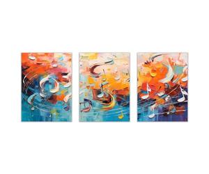 veces Affiches Musique Images, Note de musique de vol abstrait Impressions sur toile abstraites Peintures sur Abstrait Tableau Decoration Murale Salon Chambre - 50x70cmx3 Sans cadre