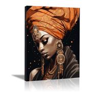 veces Moderne De Luxe Noblesse Africaine Femme Affiches, Femme Rétro Noire Africaine abstraite peinture sur toile, noir, or africain, modèle de femme, art mural - 70x110cm Encadrée