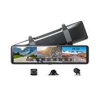 VECHII Caméra De Tableau De Bord, 12 Pouces 3 Caméras HD 1080P Voiture Dash Cam Rétroviseur Enregistreur Vidéo Connexion BT sans Fil Enregistrement 2K DVR GPS Navgator