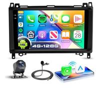 VECHTEL 4G+128G Autoradio Android 15 pour Mercedes Benz W906 Sprinter W169 W245 W639 Vito Viano, 9'' in-Cell HD Écran Tactile avec Carplay Android Auto sans Fil GPS Wi-FI USB Bluetooth FM RDS Caméra