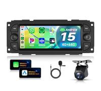VECHTEL 4G+64G Autoradio Android 15 Écran 6.86'' pour Jeep Grand Cherokee Wrangler/Chrysler Grand Voyager 300M PT Cruiser/Dodge RAM 1500 2500 avec CarPlay Android Auto GPS Wi-FI Bluetooth RDS Caméra