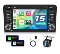 VECHTEL 4G+64G Autoradio Android 15 pour Audi A3 8P S3 8P1 RS3, Auto Radio avec CarPlay Android Auto sans Fil, Écran Tactile 7 Pouce GPS Wi-FI USB Bluetooth FM RDS Caméra de Recul