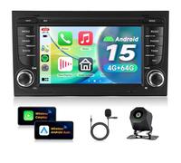 VECHTEL 4G+64G Autoradio Android 15 pour Audi A4 B6/B7 8E/8H S4 RS4 2002-2008 Seat Exeo 2008-2012 avec CarPlay Android Auto sans Fil, Écran Tactile 7'' GPS Wi-FI USB Type-C Bluetooth FM RDS Caméra
