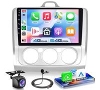 VECHTEL 4G+64G Autoradio Android 15 pour Ford Focus Exi MT 2 3 Mk2 Mk3 2004-2011, 9 Pouces HD Écran Tactile avec Carplay Android Auto sans Fil GPS Wi-FI USB Bluetooth 5.0 FM RDS Radio Caméra de Recul
