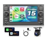 VECHTEL 4G+64G Autoradio Android 15 pour Ford Focus Fiesta C/S-Max Transit Galaxy Mondeo Connect, 7'' Écran Tactile avec CarPlay Android Auto sans Fil GPS Wi-FI USB Type-C Bluetooth FM RDS Caméra