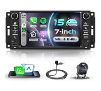 VECHTEL 4G+64G Autoradio Android 15 pour Jeep Wrangler Grand Cherokee Compass Patriot/Dodge Caliber Nitro/Chrysler Sebring, 7'' IPS Écran avec Carplay Android Auto GPS Wi-FI Type-C Bluetooth FM RDS