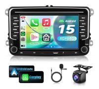 VECHTEL 4G+64G Autoradio Android 15 pour VW Golf 5 6 Passat Jetta Caddy EOS T5 Tiguan Touran CC Polo, Écran Tactile 7'' avec CarPlay Android Auto sans Fil GPS Wi-FI USB Type-C Bluetooth FM RDS Caméra