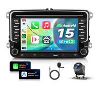 VECHTEL 4G+64G Autoradio Android 15 pour VW Tiguan Passat Beetle Jetta CC Sharan Multivan Transporter Caddy, Faisceau Quadlock 52 Broches (Seul) avec CarPlay Android Auto, Écran 7'' GPS WiFi Bluetooth