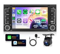VECHTEL 4G+64G Autoradio Android 15 pour VW Touareg 2004-2011/Transporter T5 Multivan 2004-2009, Radio avec GPS Wi-Fi CarPlay Android Auto sans Fil,Écran Tactile 7'' USB Type-C Bluetooth FM RDS Caméra