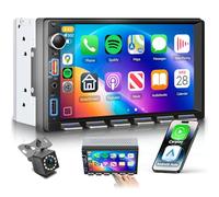 VECHTEL 7" Autoradio 2 Din avec carplay sans Fil Android Auto,Radio FM avec Blurtooth,navi GPS,2 USB/SD/AUX,vidéo en Ligne,Lien Miroir,Voiture à écran Tactile IPS avec caméra de recul/Touches Piano