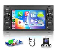 VECHTEL 8 CORE 6G+128G Autoradio Android 15 pour Ford Focus Fiesta C/S-Max Transit Galaxy Mondeo Connect, 7'' Écran Tactile IPS avec Carplay Android Auto sans Fil GPS Wi-Fi Bluetooth USB FM RDS Caméra
