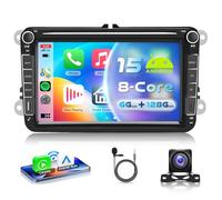 VECHTEL 8 CORE 6G+128G Autoradio Android 15 pour VW Golf 5 6 Passat Jetta Caddy EOS T5 Tiguan Touran CC Polo, 8'' HD Écran Tactile IPS avec Carplay Android Auto GPS WiFi Bluetooth Type-C FM RDS Caméra