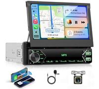 VECHTEL Autoradio 1 Din avec Carplay Android Auto sans Fil, Autoradio Carplay à Flip Manuel IPS HD Écran Tactile de 7 Pouces, Support Bluetooth Dab Mirror Link FM 2 USB Type-C MIC Caméra