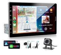 VECHTEL Autoradio 1 Din avec Carplay Android Auto sans Fil, Autoradio Carplay avec Écran Tactile HD IPS 10.1 Pouces Rotatif Manuel, Support Bluetooth 5.2 Mirror Link Radio FM/AM 2USB Caméra