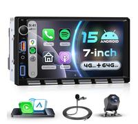 VECHTEL Autoradio 2 Din Touches de Piano Android 15 4G+64G, Écran Tactile IPS HD 7'', Carplay Android Auto sans Fil, GPS Bluetooth EQ Radio FM/RDS, Wi-FI Lien Miroir USB/Type-C Compatible Caméra