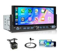 VECHTEL Autoradio 6,86 pouces 1 Din avec Carplay Android Auto sans fil, radio Bluetooth FM avec écran tactile IPS, Mirror Ink,égaliseur,WiFi Navi GPS,USB/Type-C,autoradio avec écran/commande au volant