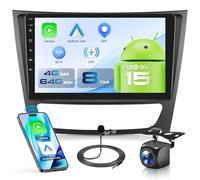 VECHTEL Autoradio 8 CORE Q-Snapdrago 4G+64G Android 15 pour Mercedes Benz E Classe W211 E200 CLS W219 2002-2009, 9'' HD Écran Tactile Carplay Android Auto sans Fil GPS WiFi DSP Bluetooth FM/RDS Caméra