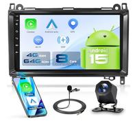 VECHTEL Autoradio 8 CORE Q-Snapdragon 4G+64G Android 15 pour Mercedes-Benz B200 2008-2011 B Classe W169 W245 W639 Sprinter Viano Vito,9'' HD Écran avec Carplay Android Auto GPS Wi-Fi DSP FM/RDS Caméra