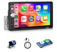VECHTEL Autoradio Bluetooth avec Carplay Android Auto Câblé, Autoradio 1 Din à Écran Tactile de 7 Pouces, Radio FM, Support Mirror Link, USB, Commandes au Volant, Micro, Caméra de Recul