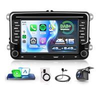 VECHTEL Dab/Dab+ 4G+64G Autoradio Android 15 pour VW Golf 5 6 Passat Jetta Caddy EOS T5 Tiguan Touran CC Polo, Écran Tactile 7'' avec CarPlay Android Auto GPS Wi-FI USB Type-C Bluetooth FM RDS Caméra